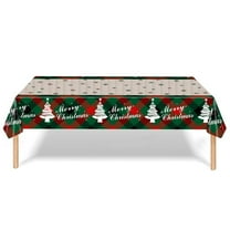 Christmas Tablecloth, Disposable Red Green Buffalo Checkered Plastic Table Cloth, 54 x 108 Inch Christmas Table Cover Rectangle Table Decoration for Xmas Party Decorations Supplies
