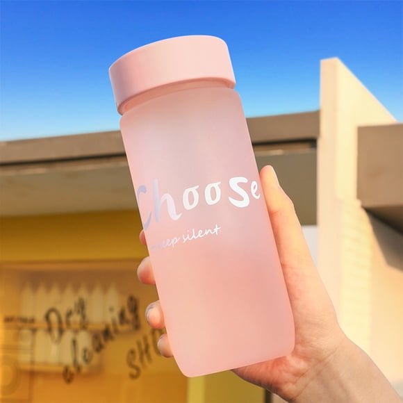 Botella de agua de plástico | Taza glaseada | 600ml Gran Capacidad | Material de PC portátil a prueba de fugas | Grado alimenticio | Viajes deportivos para estudiantes | Agarre fácil | Boquilla de