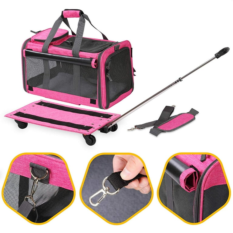 Kopeks Heavy Duty Dog Carrier with Wheels, Heather Pink, 20 Kopeks Heavy Duty Dog Carrier with Wheels, Heather Pink, 20