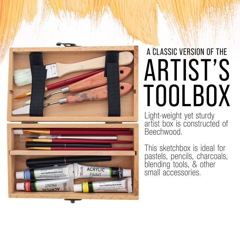 US Art Supply® 2-Drawer Artist Wood Pastel, Pen, Marker Storage