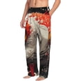 thumbnail image 2 of Uemuo Abstract Red Koi Fish Art Pattern Men's Wide Leg Palazzo Lounge Pants with Pockets Light Weight Loose Comfy Casual Pajama Pants-X-Large, 2 of 9