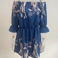 thumbnail image 4 of Vestido casual con estampado floral y hombros descubiertos, manga trompeta, para mujer, XXXL, 4 of 6