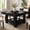Black, variant on Square Dining Room Table for 4-6 People, Heavy Duty 350Lbs Kitchen Table with 2-Tier Storage, Waterproof Wooden Dinner Table with Sturdy Triangle Legs, Annual Ring Texture (Table only)