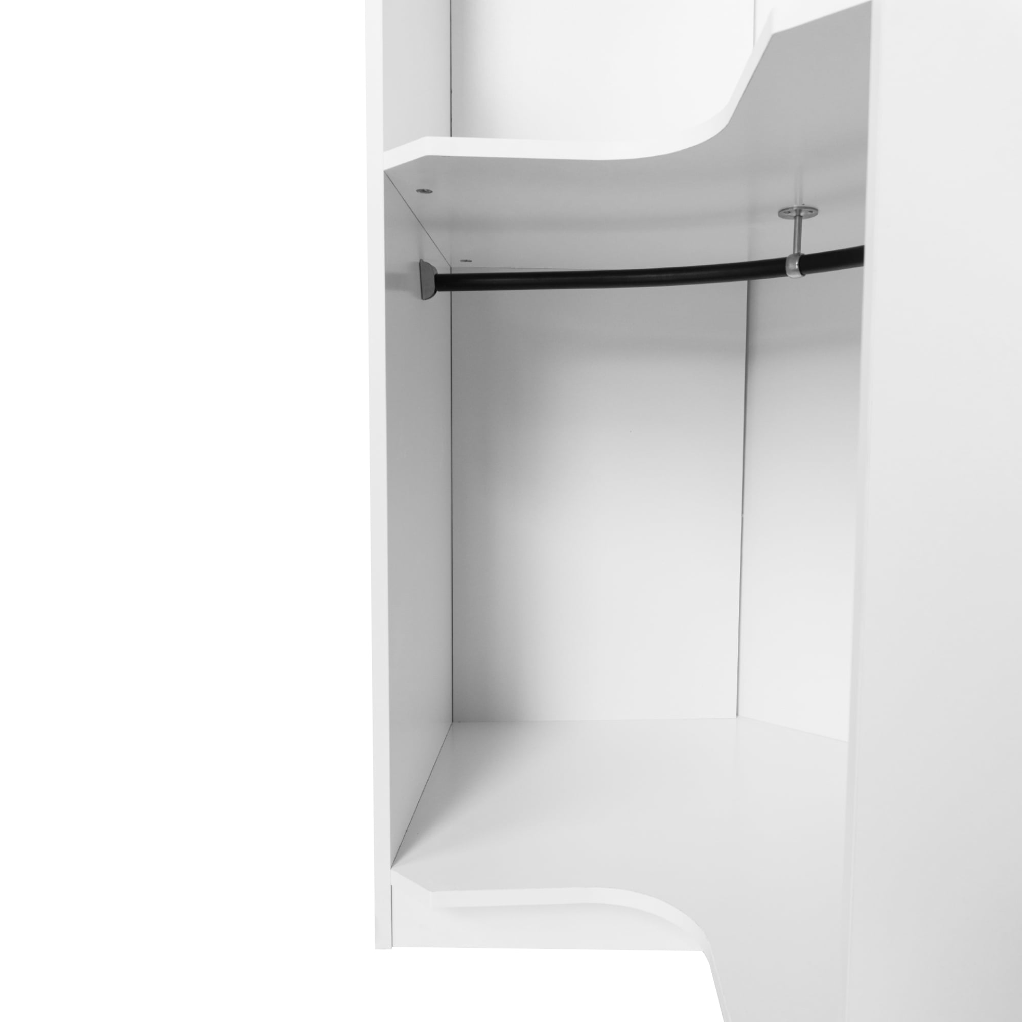 Euroco Modern Wood63.6" Armoires, Polygon Corner Wardrobe for Kids and Adults, White