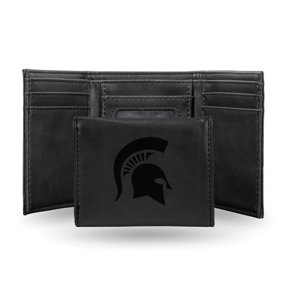Michigan-St-Spartan's Black Trifold Wallet with Clear ID Window