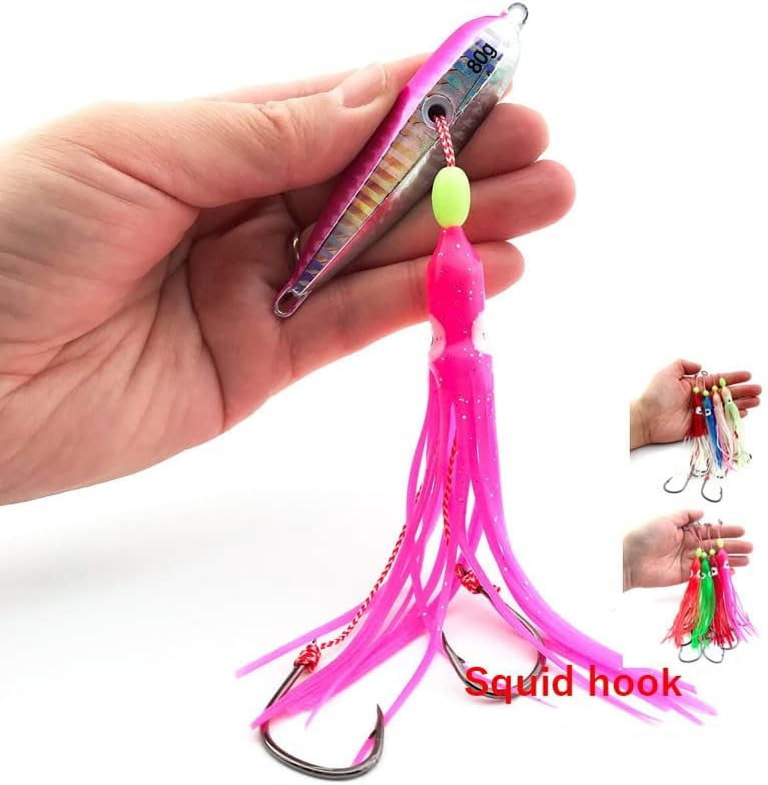 5PCS Saltwater Fishing Lures, Luminous Inchiku Tenya Madai Jig Kabura, Marlin Snapper Grouper, Alloy Steel, Large, 40g-200g