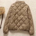 thumbnail image 4 of XPMWRP Women's Quilted Solid Color Coat Warm Stand Collar Zip Up Lightweight Versatile Coats Puffer Padded Winter Outwear Brown XL, 4 of 4