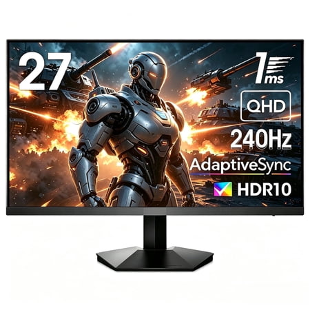 27 inch 1440p 240Hz,WQHD 2560 x 1440 PC Computer Monitor 1ms, Adaptive Sync, HDR10, DCI-P3 90%, DisplayPort, HDMI, Tilt Adjustability, Black - XGN05