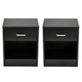 thumbnail image 2 of Royard Oaktree Nightstand Set of 2 with Drawer and Open Cabinet Modern Black End Table with Storage Wood Bedside Table for Bedroom Living Room, 2 of 5