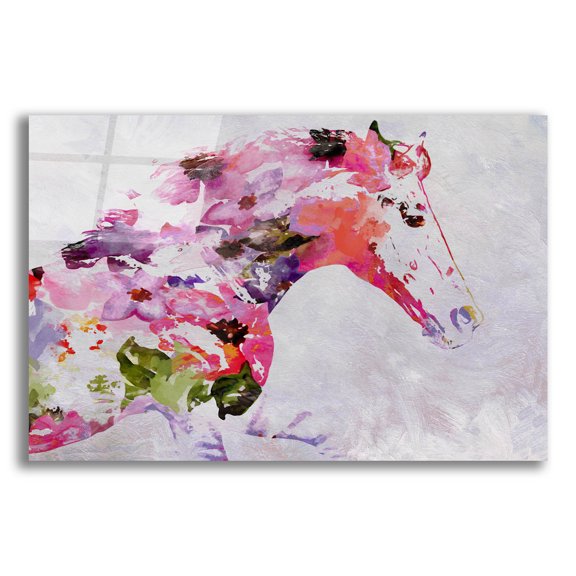 Epic Art 'Abstract Pink Horse' by Irena Orlov, Acrylic Glass Wall Art, 24"x16"