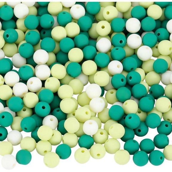 1 Box 500Pcs Matte Round Beads 8mm Acrylic Bead Bulk Plastic Green Frosted Pastel Matte Mix Bubblegum Loose Spacer Beads Necklaces Earrings Jewelry Making Beading DIY Supplies Green 1set