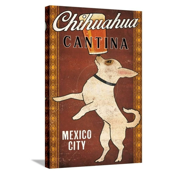 White Chihuahua on Red, Animals Stretched Canvas Wall Art by Ryan Fowler Sold by Art.Com