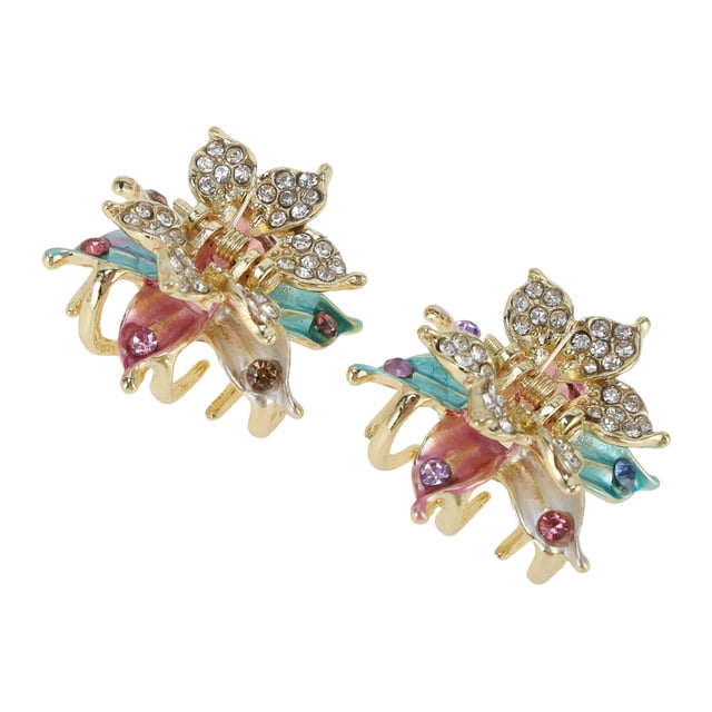 Ofertas Únicas 2 Pcs Clip para el Cabello Flor Grande con Rhinestones Color Mezclado