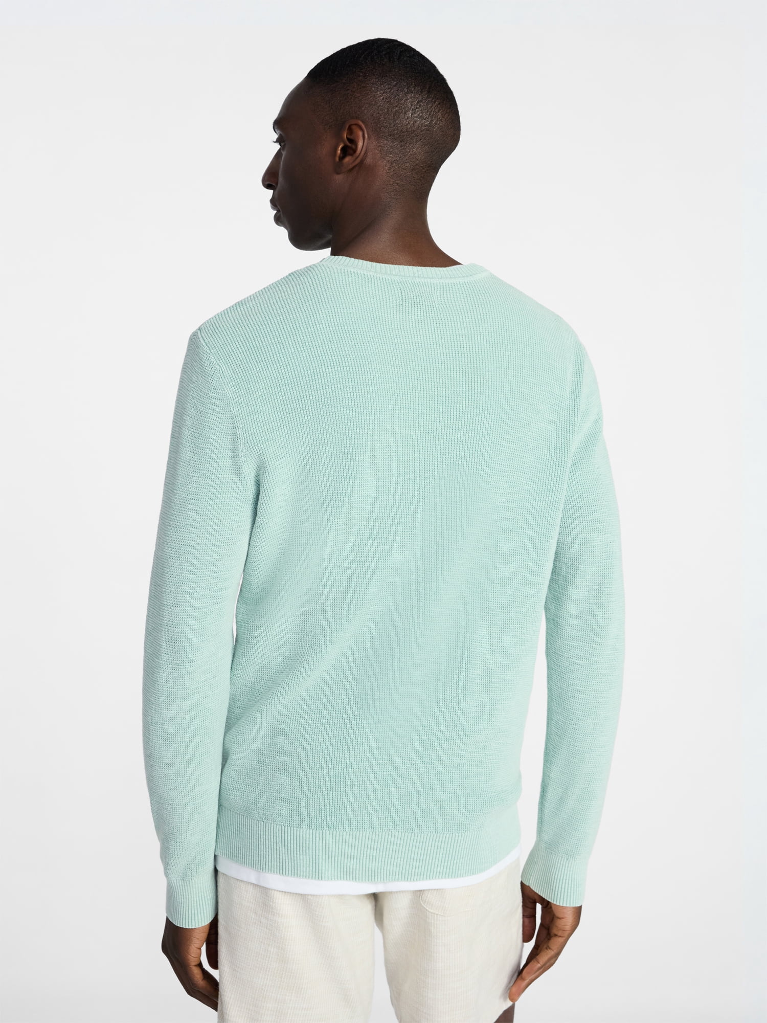 George Men's and Big Men's Cotton Slub Sweater with Long Sleeves, Sizes S-3XL