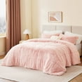 thumbnail image 4 of Intelligent Design Twin/Twin XL Shaggy Faux Comforter Set, Long Fur Wave Spring Comforter Bedding Set, 2-Piece Warm Bed Set with Pillow Sham, Blush, 4 of 8