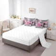 thumbnail image 5 of Homewish Modern Abstract Artistic 7pcs Bedding Comforter Set,Geometric Circle Queen Bedding Sets,Pink Gray White Queen Sheet Sets For Girls,Luxury Bedroom Decor Reversible, 5 of 8
