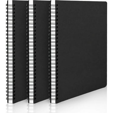 EUSOAR Spiral Lined Notebook, A5 3packs 5.5"X8.3" 120 Pages Hardcover Lined Travel Writing Journal, Notepad Sketchbook, Students College Office Business Subject Diary Ruled Spiral Book Journal-Black