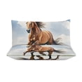thumbnail image 3 of 3 Pcs Soft Bedding Set, Includes 1 Duvet Cover with Zipper And 2 Pillow Shams,Running Horse Oil Painting Twin(86"x70"), 3 of 8