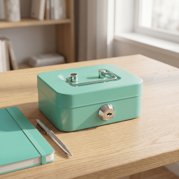 Small Safe with Key, Portable Metal Cash Box with Lock & Slot – Money Box for Daily Coin Collection, Small Lock Box for Cash Gift