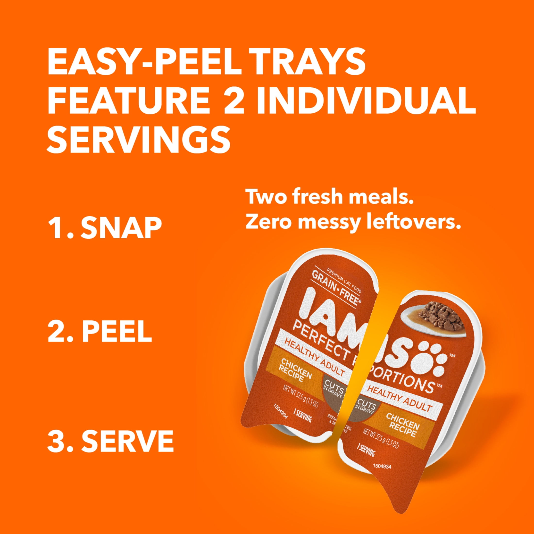 Iams Perfect Portions Healthy Adult Cuts In Gravy Chicken Recipe Wet Cat Food, 2.6 Oz Twin-Pack Tray