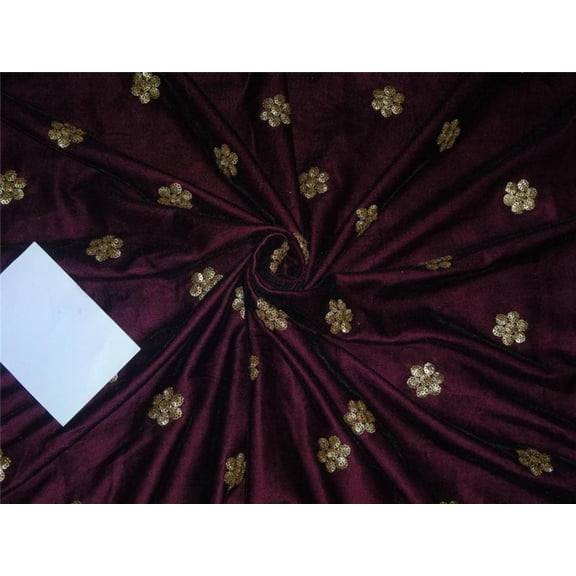 Iridescent Embroidered Aubergine Micro Velvet Fabric ~ 44quot; wide