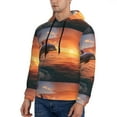 thumbnail image 3 of Lsque Sunset Dancing Dolphin B Pattern Casual Men's Hoodie,Hooded Sweatshirt with Kangaroo Pocket,Pullover Hoodie-Small, 3 of 7
