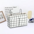 thumbnail image 2 of HZCrisp Bedside Caddy Organizer, Hanging Bedside Storage Basket with Large Pockets and Hooks, Canvas Multi-Function Organizer for Bunk Beds, Dorm Rooms, Hospital Beds – White Grid Pattern, 2 of 6