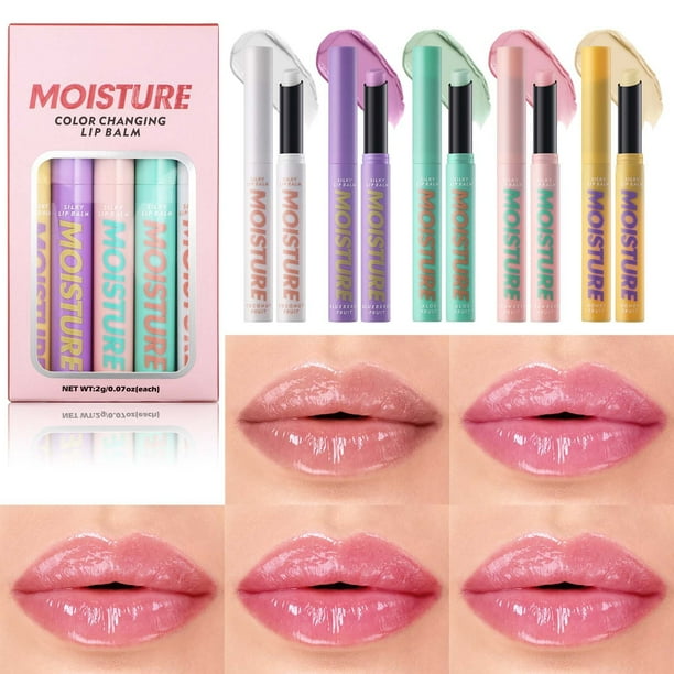 Fiudx Lápiz Labial Que Cambia de Color, Set de Labiales Hidratantes de Frutas, Fórmula Duradera a Prueba de Besos, Colores Altamente Pigmentados, Ideal para Viajes, Fiestas y Trabajo, Ideal para Cual
