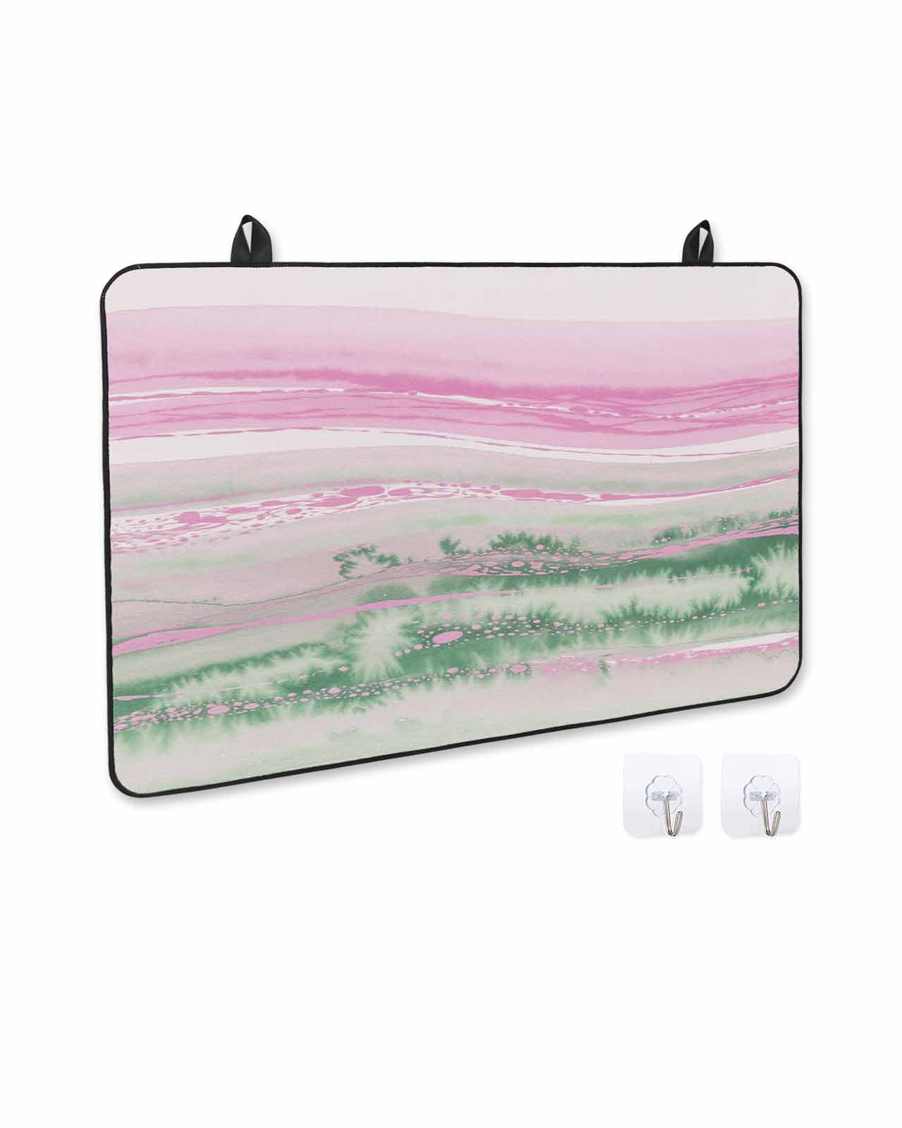 nqOlkjepod Large Induction Cooktop Protector Mat 24"x21", Pink Green Ombre Stove Top Covers for Electric Stove, Abstract Modern Art Fluid Striped Stove Burner Cover Mats, Glass Top Stove Cover