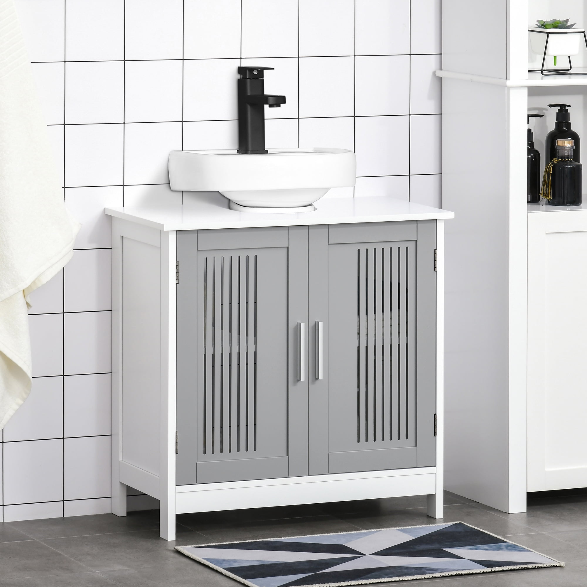 kleankin Modern Under Sink Cabinet with 2 Doors, Pedestal Under
