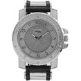 thumbnail image 2 of Charles Raymond Bling-ed Out Hip Hop Rubber Bullet Band Mens Watch and Iced Cuban Bracelet - RWC2021 (GJM Blk SLV SLV with Cuban), 2 of 7
