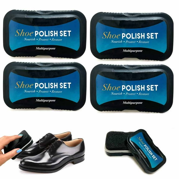 4 PC Shoe Polish Shine Sponge Cleaning Protector Leather Care Boots All Colors