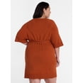 thumbnail image 3 of Terra & Sky Women's Plus Tie Waist Mini Sweater Dress with Short Sleeves, Sizes 0X-5X, 3 of 5