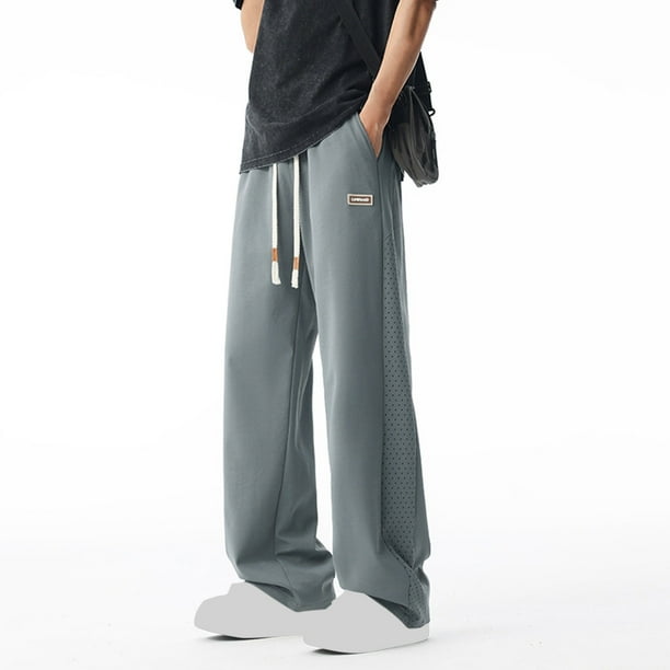 Pantalones deportivos casuales de longitud completa para hombre, con bolsillo y cordón, color sólido, cintura elástica, pantalones deportivos para hombre
