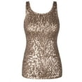 thumbnail image 3 of PrettyGuide Women Shimmer Glam Sequin Embellished Sparkle Tank Top Vest Tops S Champagne, 3 of 9