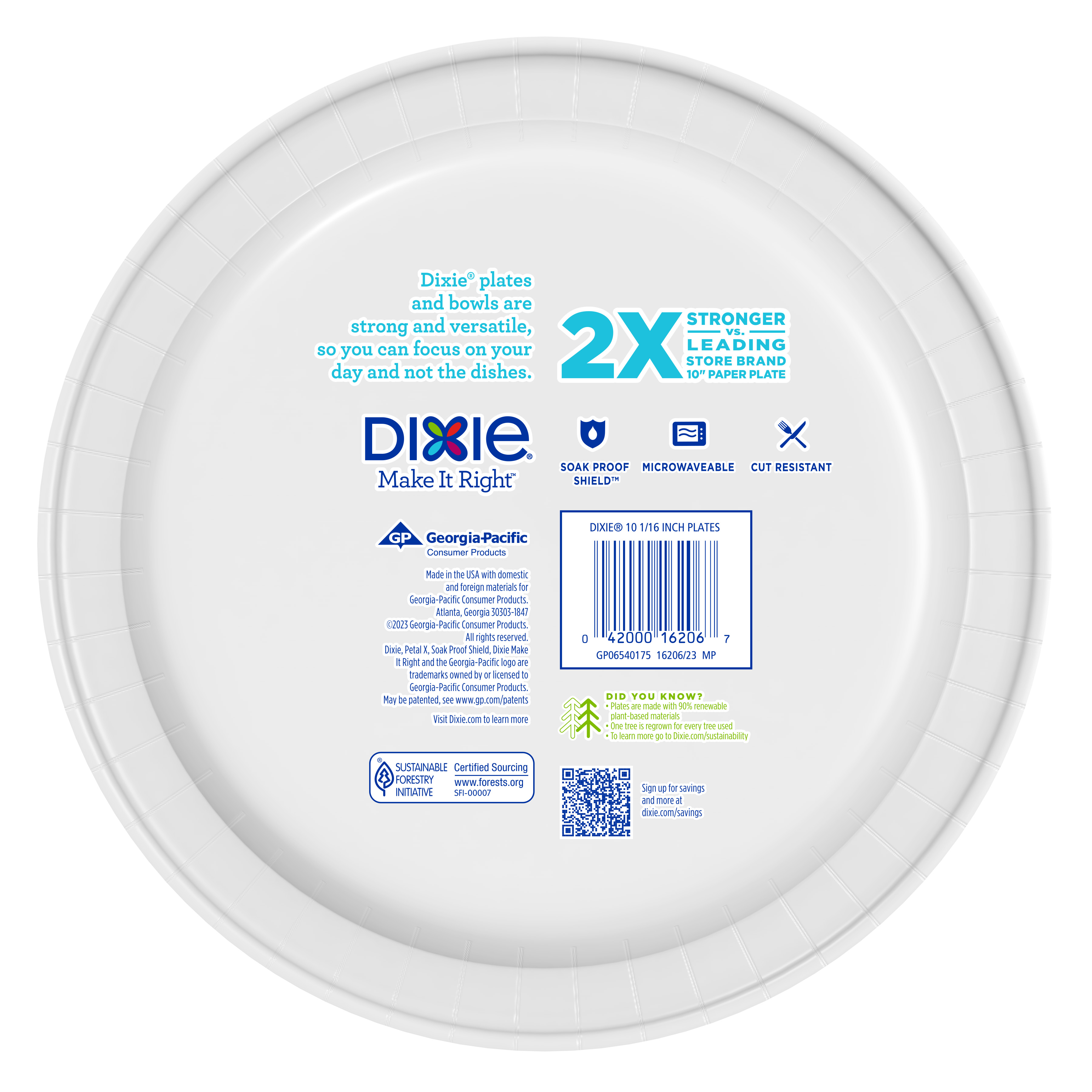Dixie Disposable Paper Plates, Multicolor, 10 in, 100 Count 