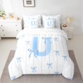 thumbnail image 2 of Castle Fairy Personalized Initial Letter U 7 Pieces Bedding Comforter Set for Children Women Men,Bow Tie Stripes Full Bedding Set Lightweight,Monogrammed Alphabet Fitted Sheet Flat Sheet, 2 of 8