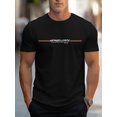 thumbnail image 1 of Camiseta de cuello redondo con estampado del alfabeto: tejido suave y ligeramente elástico, corte regular, lavable a máquina, perfecta para un estilo urbano informal de verano., 1 of 5