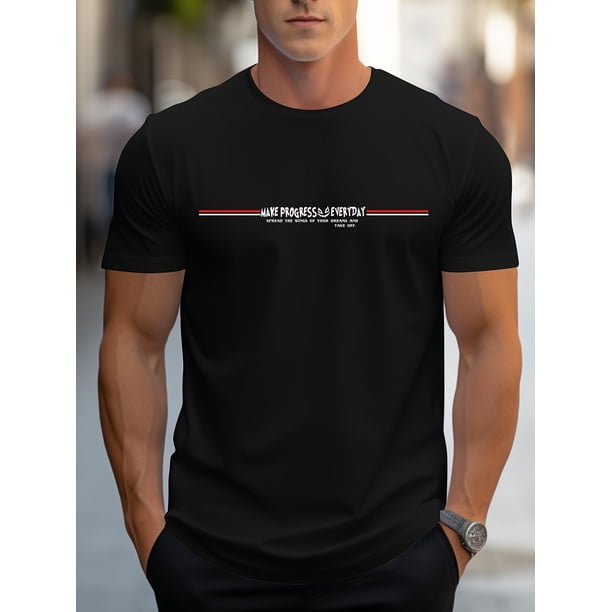Camiseta de cuello redondo con estampado del alfabeto: tejido suave y ligeramente elástico, corte regular, lavable a máquina, ideal para el verano, estilo urbano informal y para el tiempo libre.