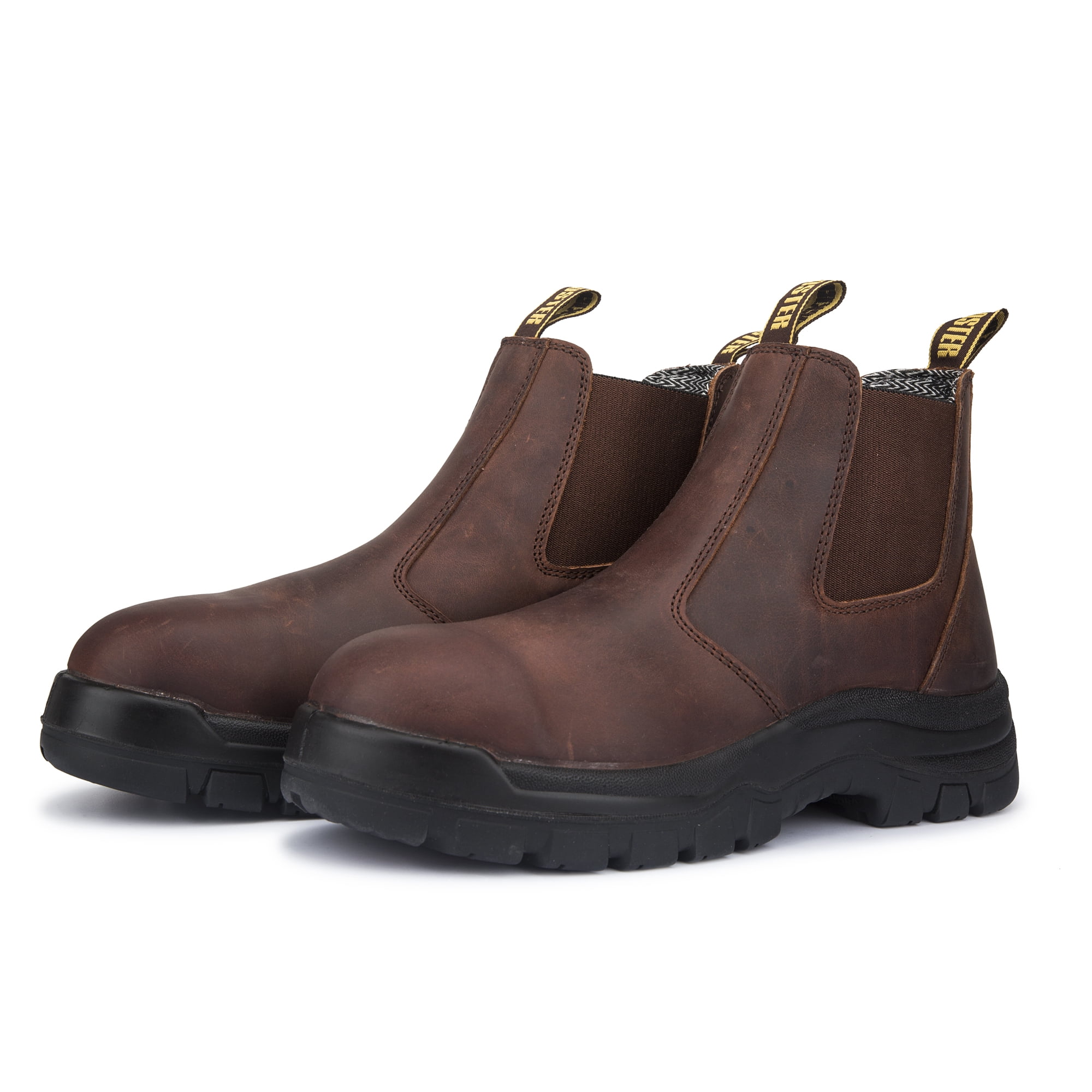 6 inch Black Soft Toe Waterproof EH Protective Slip On Work Boots ASTM F2892 Standard AK303 ROCKROOSTER Men's Chelsea Boots 