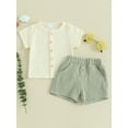 thumbnail image 2 of Suealasg Kids Boys Summer 2Pcs Outfits 6M 1T 2T 3T Toddler Baby Casual Beach Clothes Short Sleeve Button Up Tops Solid Color Shorts Sets, 2 of 9