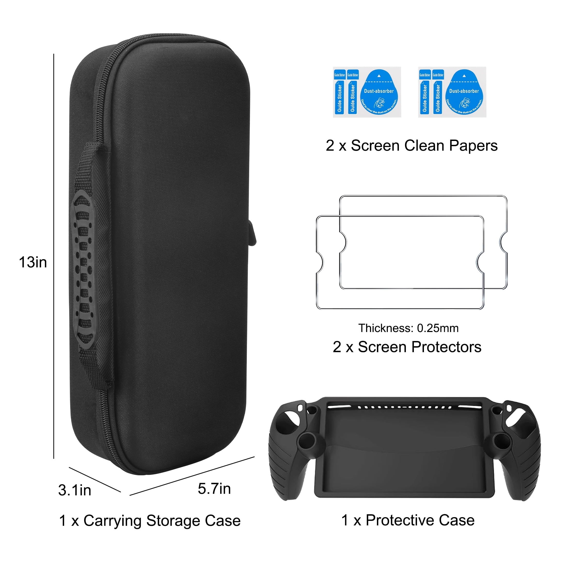 EEEkit EVA Carrying Case Fit for PS5 Portal with Soft Silicone Protective Cover, Screen Protectors, 6-in-1 Accessories Set Fit for PlayStation Portal