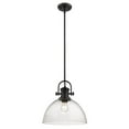 thumbnail image 3 of Yep by Golden Lighting Hines 1-light 14in Pendant in Matte Black and Seeded Glass, 3 of 4