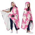thumbnail image 2 of Wearable Blanket,Halloween Ghosts with Boo Hooded Wearable Flannel Blanket for Adults & Teens,Winter Poncho Shawl Wrap Cape Cozy Anti-Pill,60"x80", 2 of 5