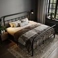 thumbnail image 3 of Allewie Queen Size Metal Platform Bed Frame with Victorian Style Wrought Iron-Art Headboard/Footboard, Black, 3 of 9