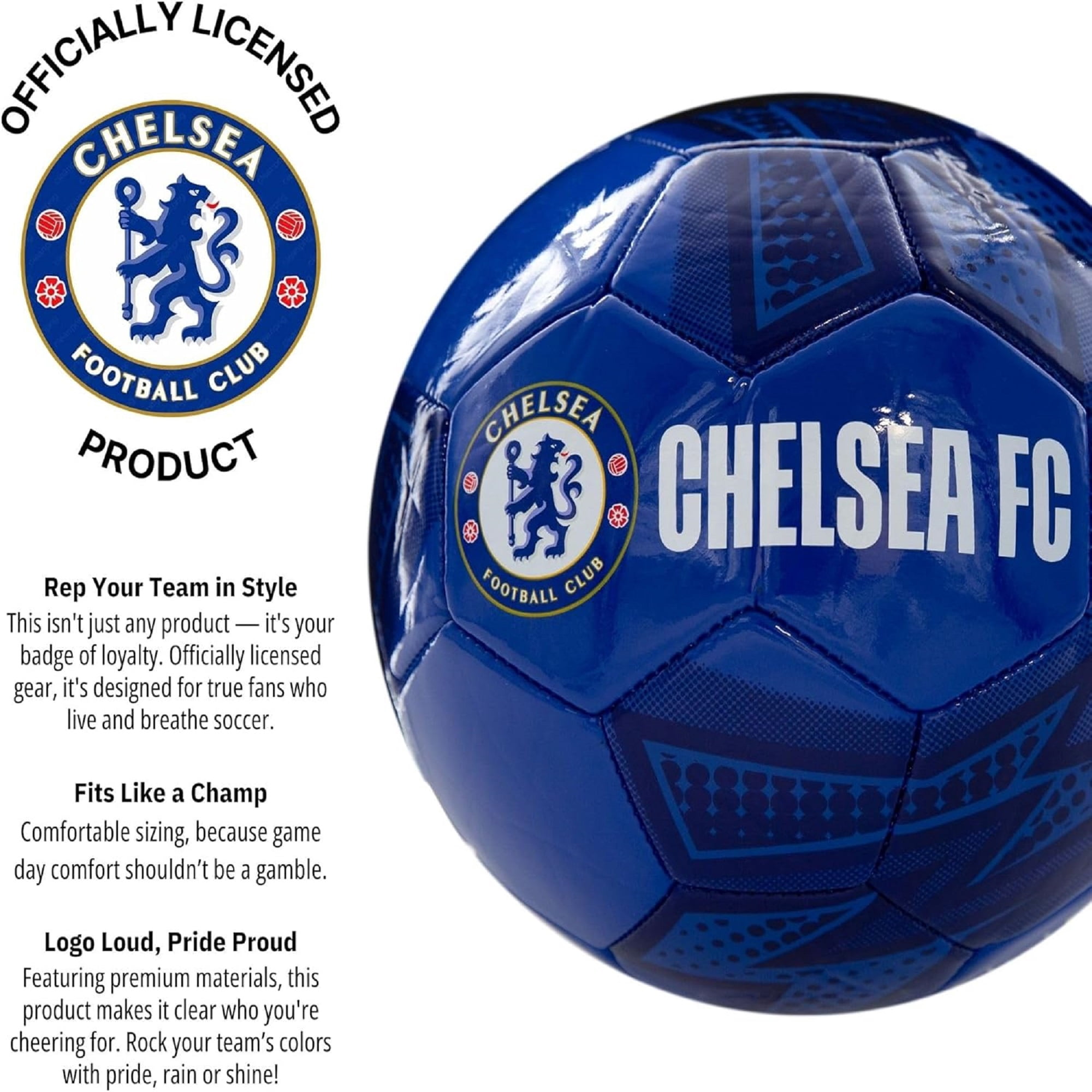 Icon Sports Official Licensed Chelsea Soccer Ball - Blue, Thunderbolts Size 5