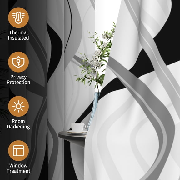 Tchckioa Abstract Lines Blackout Curtains,Room Darkening Grommet Drapes for Apartment,52x84,2 Panels