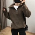 thumbnail image 5 of Women's Long Sleeve Sweater Loose Fit Fall Quarter Zip Pullover Sweaters for Casual Daily Wear Office, 5 of 5