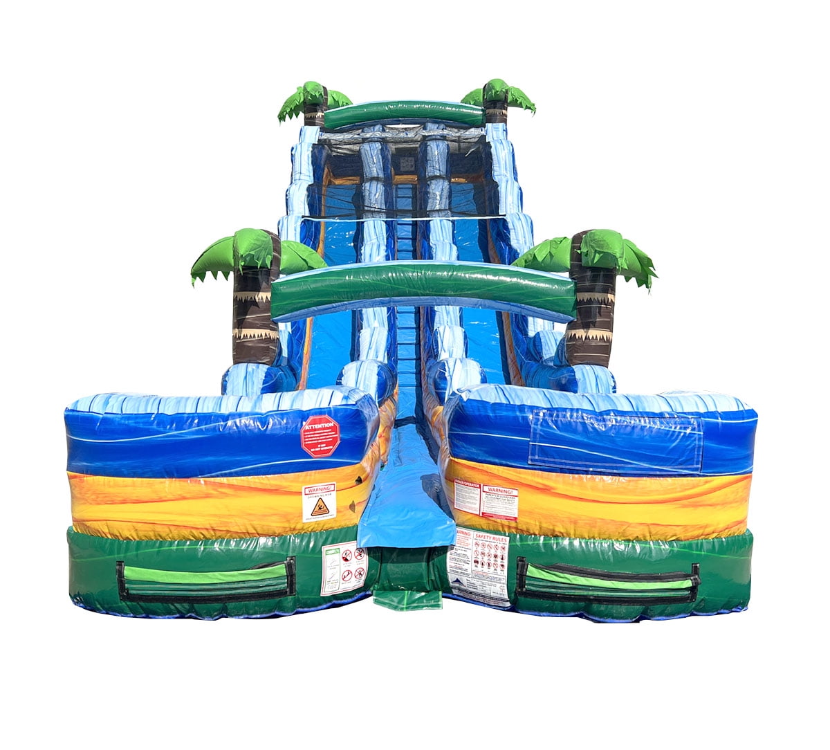 TentandTable Commercial Inflatable Water Slide, Green Tropical Marble Dual Lane with Blower, 24 ft