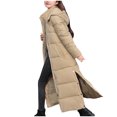 thumbnail image 3 of Long Down Jacket for Women, for Women Zpanxa Winter Warm Coats Lengthened and Thickened Medium Length Down Cotton Jacket Outwear, Gifts for Women Khaki L, 3 of 4